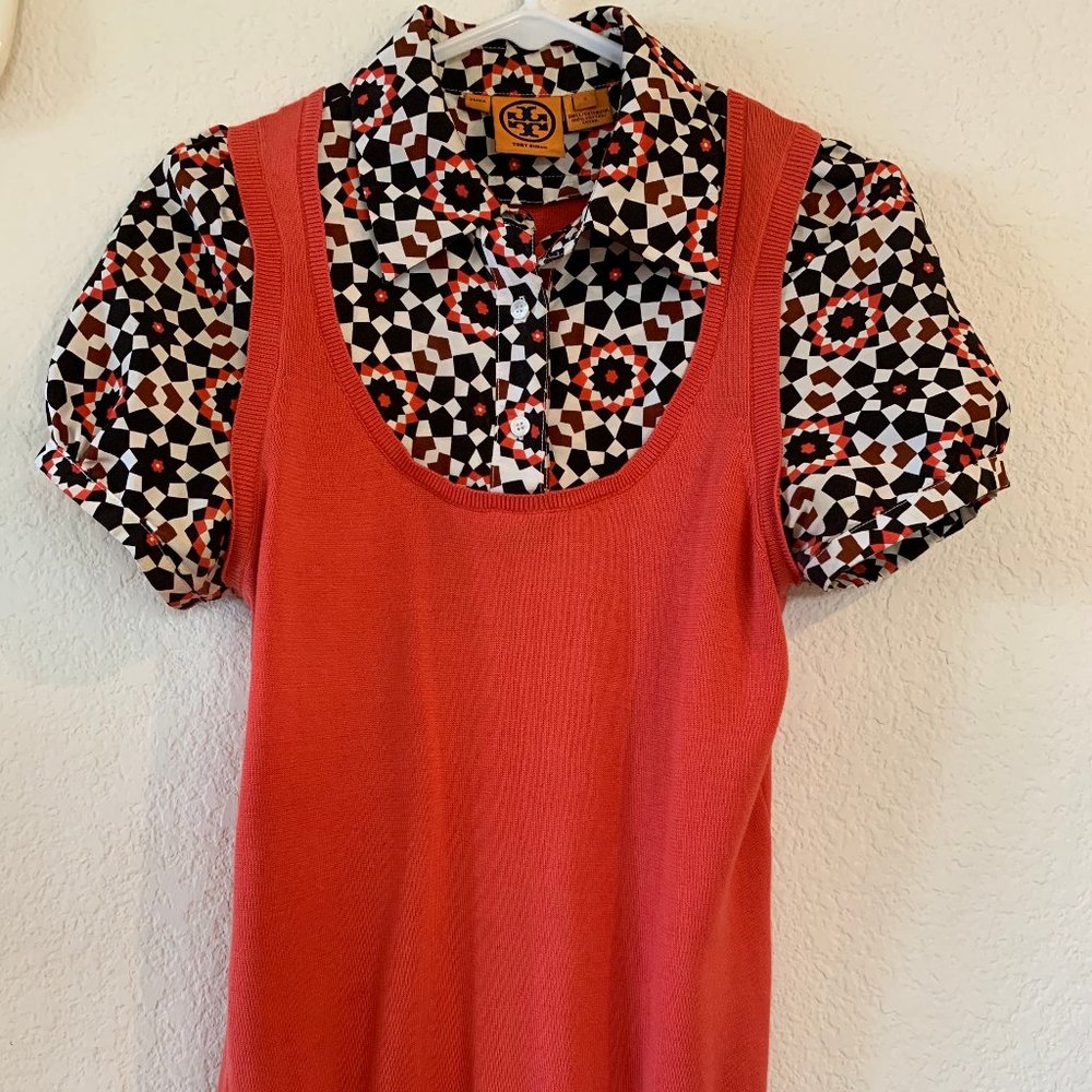 Orange Tory Burch sweater-vest with under-shirt - size S